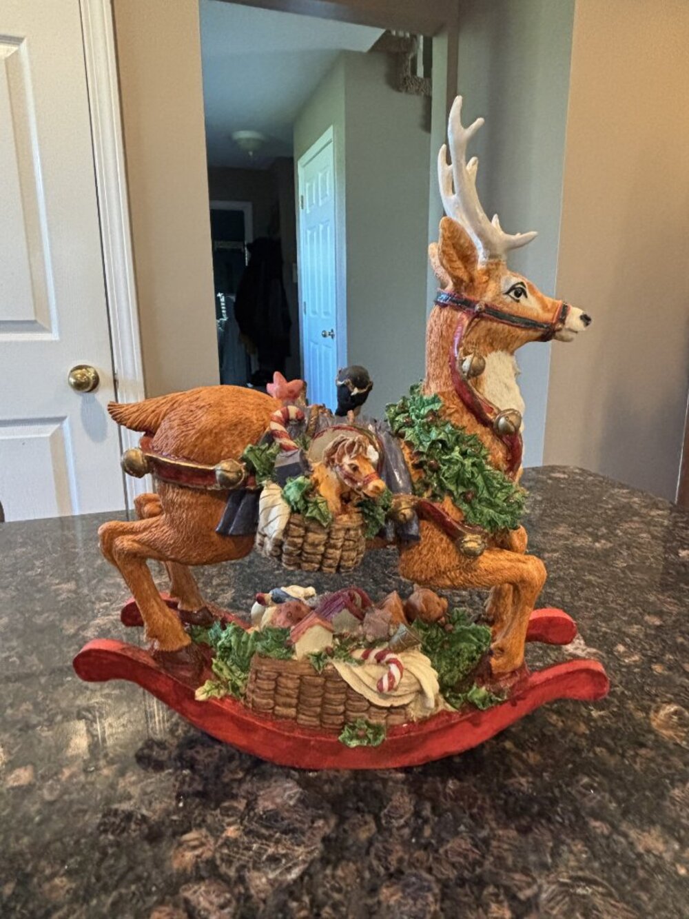 10" Poly-Resin Rocking Reindeer - Picture 3 of 7